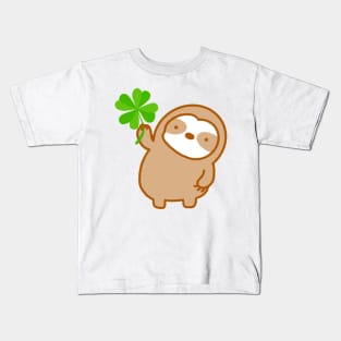 Cute Lucky Clover Sloth Kids T-Shirt